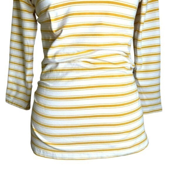Matilda Jane Striped 3/4 Sleeve Shirt Yellow White Buttons Stretch Size Small - Picture 4 of 9